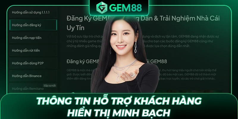 Thông tin hỗ trợ khách hàng hiển thị minh bạch